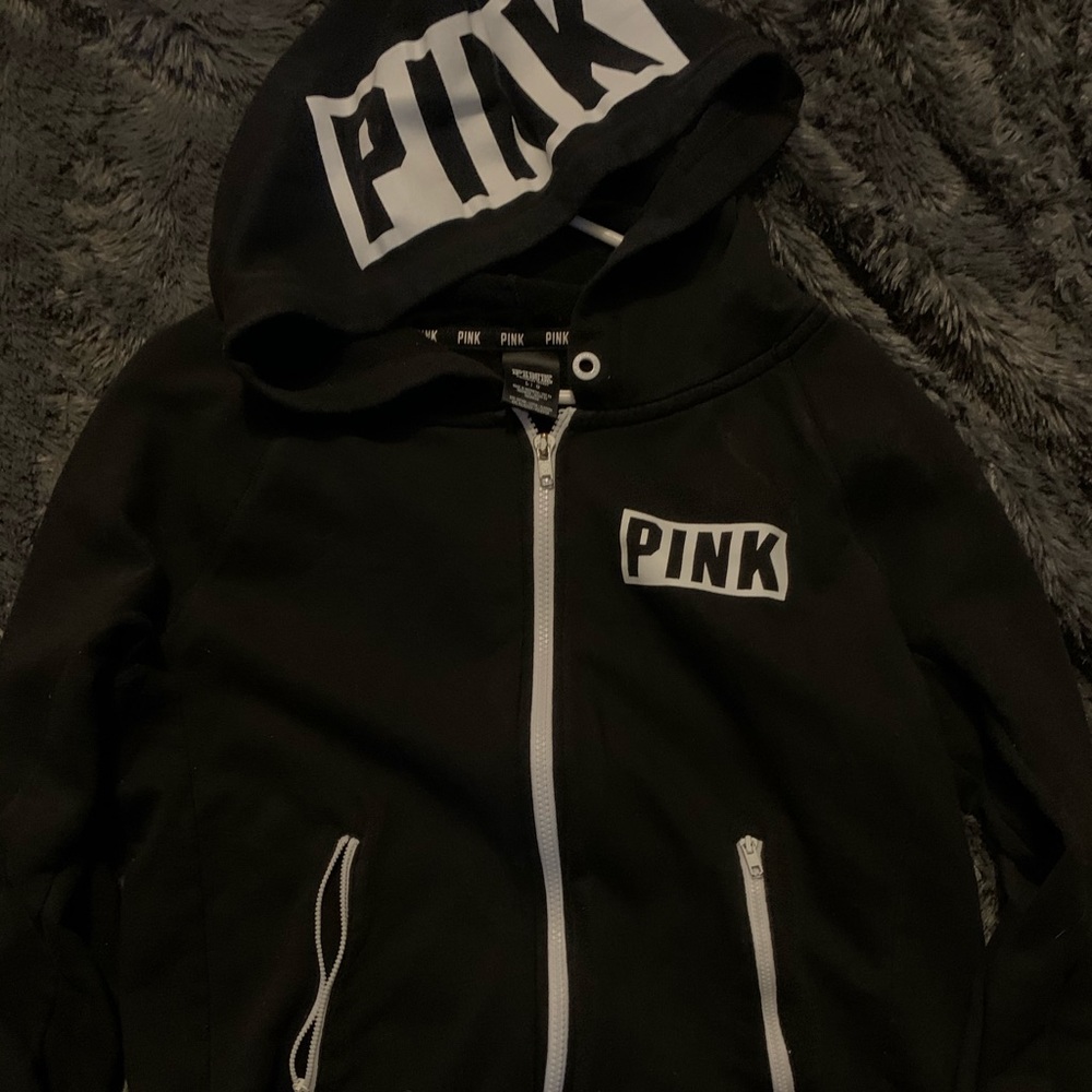 pink Victoria secret black sweater